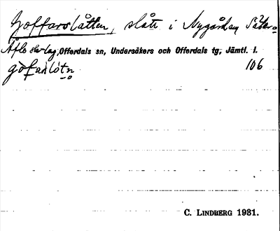 Bild på arkivkortet för arkivposten Goffarslåtten