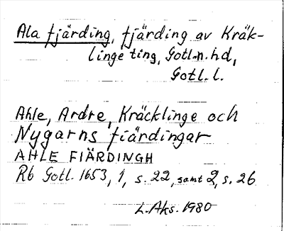 Bild på arkivkortet för arkivposten Ala fjärding