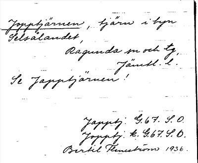 Bild på arkivkortet för arkivposten Japptjärnen