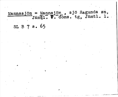 Bild på arkivkortet för arkivposten Mannssjön = Mannsjön