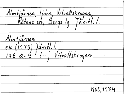 Bild på arkivkortet för arkivposten Almtjärnen