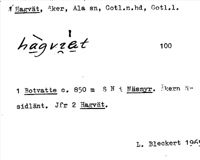 Bild på arkivkortet för arkivposten Hagvät