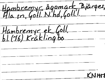 Bild på arkivkortet för arkivposten Hambremyr