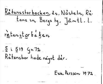 Bild på arkivkortet för arkivposten Rätansstorbacken