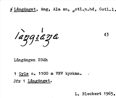 Bild på arkivkortet för arkivposten Långänget