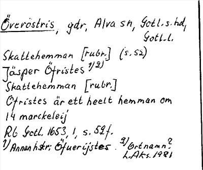 Bild på arkivkortet för arkivposten Överöstris