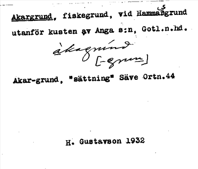 Bild på arkivkortet för arkivposten Akargrund
