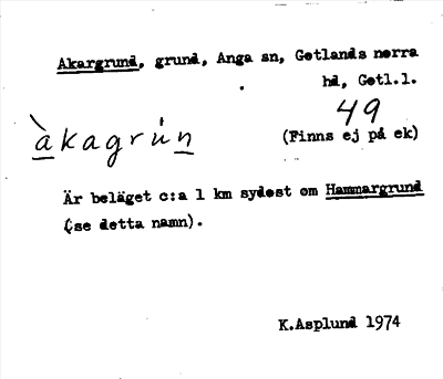 Bild på arkivkortet för arkivposten Akargrund