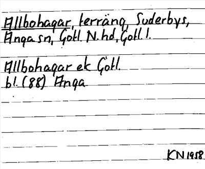 Bild på arkivkortet för arkivposten Allbohagar