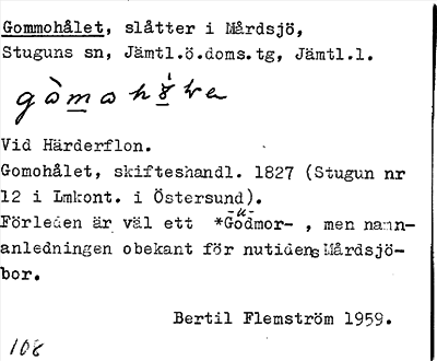 Bild på arkivkortet för arkivposten Gommohålet