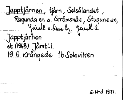 Bild på arkivkortet för arkivposten Japptjärnen