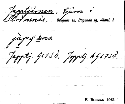 Bild på arkivkortet för arkivposten Japptjärnen