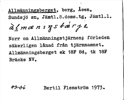 Bild på arkivkortet för arkivposten Allmänningsberget