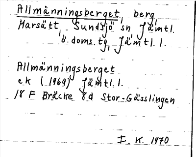 Bild på arkivkortet för arkivposten Allmänningsberget