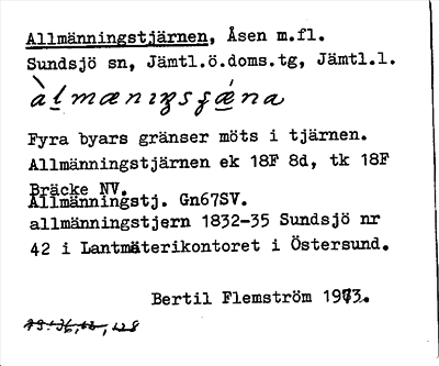 Bild på arkivkortet för arkivposten Allmänningstjärnen