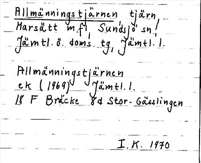 Bild på arkivkortet för arkivposten Allmänningstjärnen