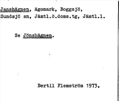 Bild på arkivkortet för arkivposten Janshägnen, se Jönshägnen