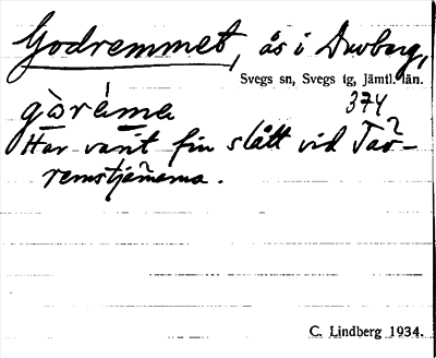 Bild på arkivkortet för arkivposten Godremmet
