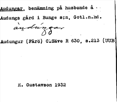 Bild på arkivkortet för arkivposten Audungar