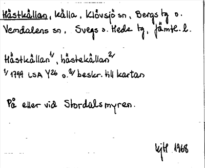 Bild på arkivkortet för arkivposten Hästkällan