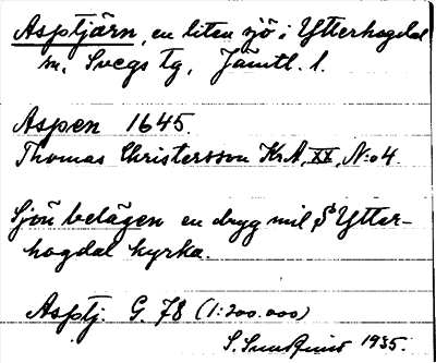 Bild på arkivkortet för arkivposten Asptjärn