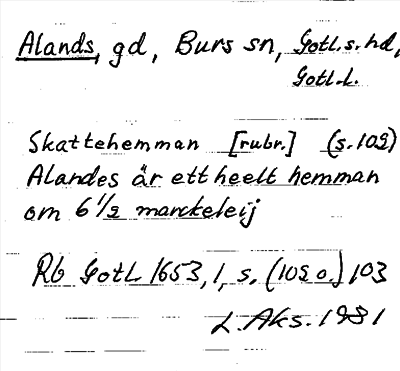 Bild på arkivkortet för arkivposten Alands