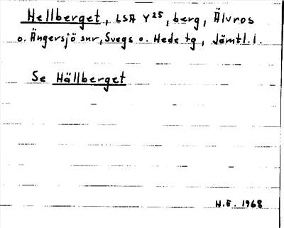 Bild på arkivkortet för arkivposten Hellberget, se Hällberget