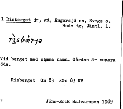 Bild på arkivkortet för arkivposten Risberget