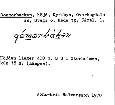 Bild på arkivkortet för arkivposten Gommorbacken