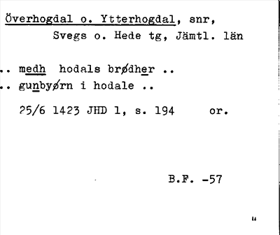 Bild på arkivkortet för arkivposten Överhogdal o. Ytterhogdal
