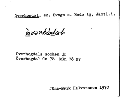 Bild på arkivkortet för arkivposten Överhogdal