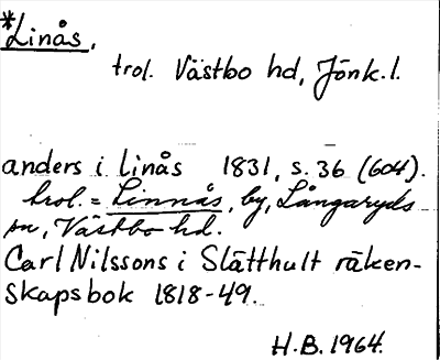 Bild på arkivkortet för arkivposten Linås