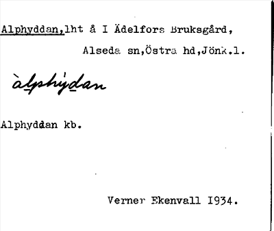 Bild på arkivkortet för arkivposten Alphyddan