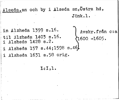 Bild på arkivkortet för arkivposten Alseda