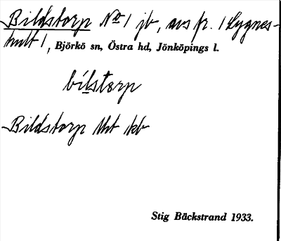 Bild på arkivkortet för arkivposten Bildstorp