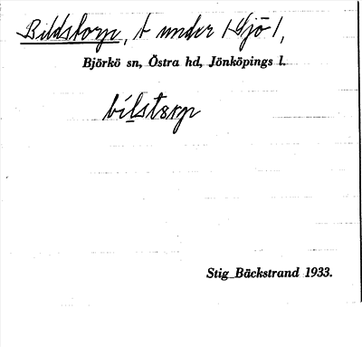 Bild på arkivkortet för arkivposten Bildstorp