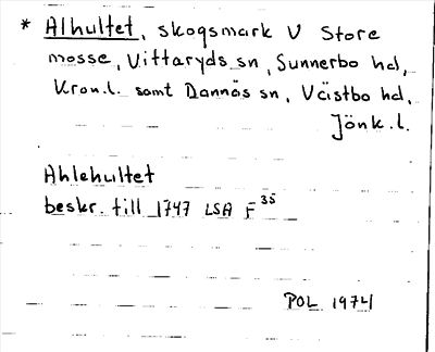 Bild på arkivkortet för arkivposten *Alhultet