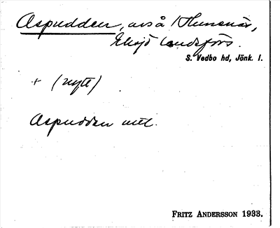 Bild på arkivkortet för arkivposten Aspudden