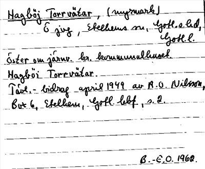 Bild på arkivkortet för arkivposten Hagböj Torrvätar
