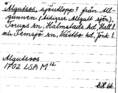 Bild på arkivkortet för arkivposten *Algutsos