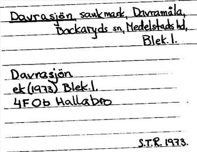 Bild på arkivkortet för arkivposten Davrasjön