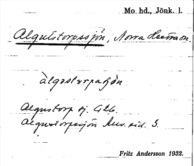 Bild på arkivkortet för arkivposten Algutstorpssjön