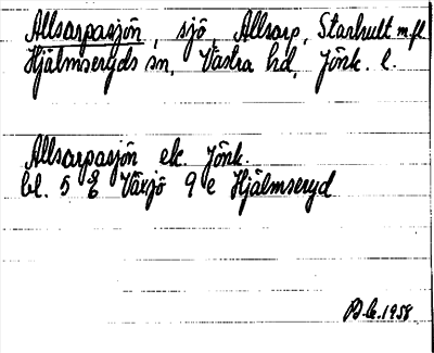 Bild på arkivkortet för arkivposten Allsarpasjön