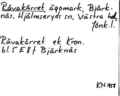 Bild på arkivkortet för arkivposten Rävakärret