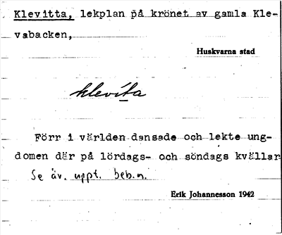 Bild på arkivkortet för arkivposten Klevitta