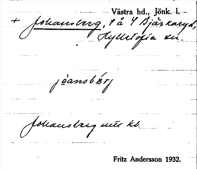 Bild på arkivkortet för arkivposten +Johansberg