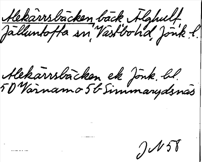 Bild på arkivkortet för arkivposten Alekärrsbäcken