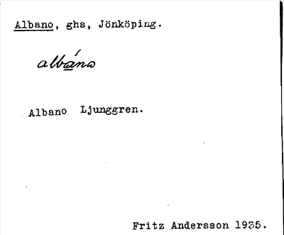 Bild på arkivkortet för arkivposten Albano