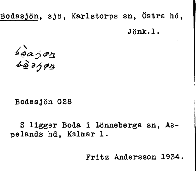 Bild på arkivkortet för arkivposten Bodasjön