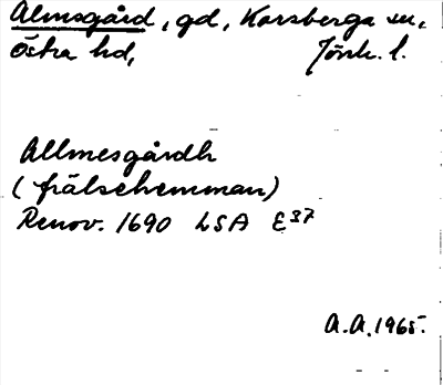 Bild på arkivkortet för arkivposten Almsgård